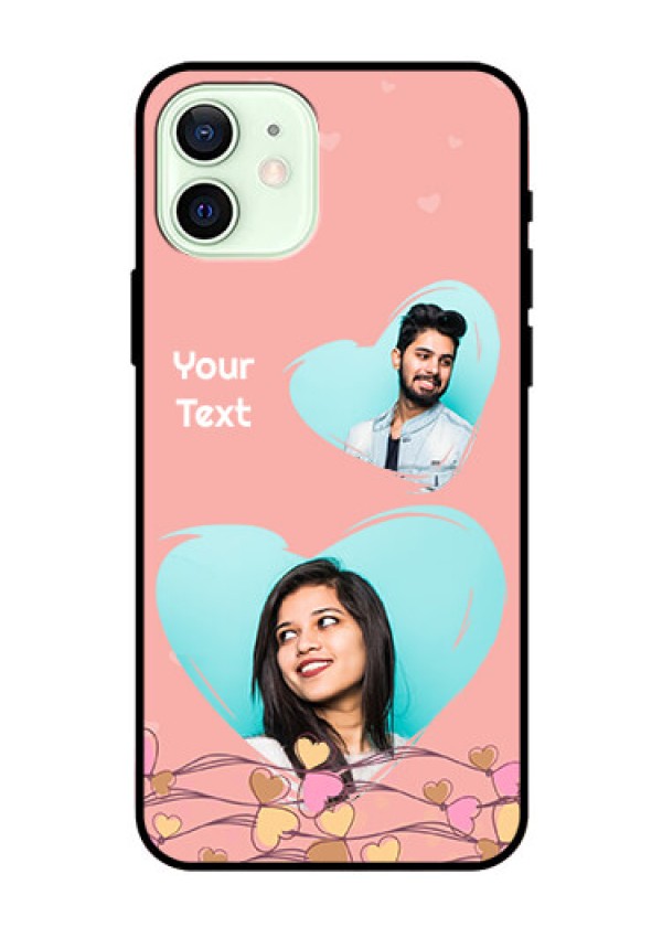 Iphone 12 Custom Glass Mobile Case  - Love Doodle Design