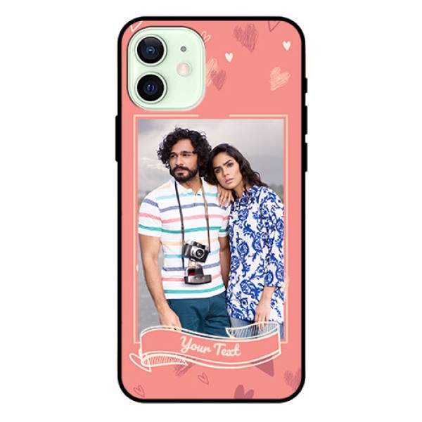 Iphone 12 Custom Glass Phone Case  - Love doodle art Design