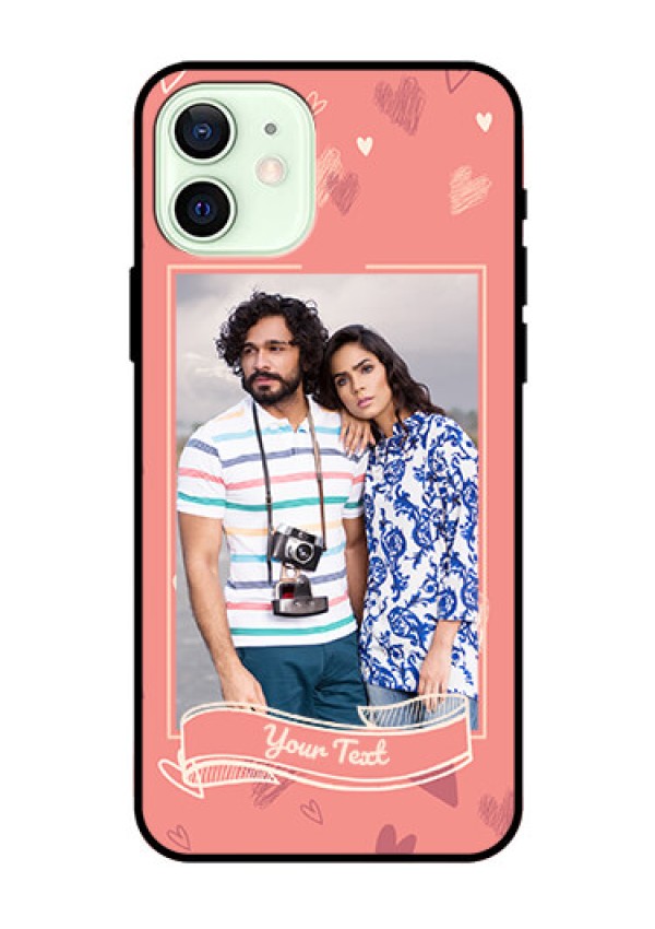 Iphone 12 Custom Glass Phone Case  - Love doodle art Design