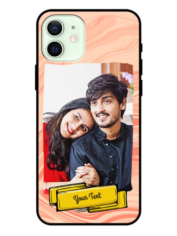 Custom Iphone 12 Personalized Glass Phone Case  - Marble Texture Design