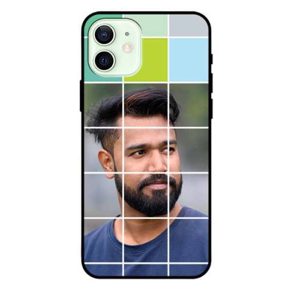 Iphone 12 Photo Printing on Glass Case - with white box pattern Iphone 12 Photo Printing on Glass Case - with white box pattern