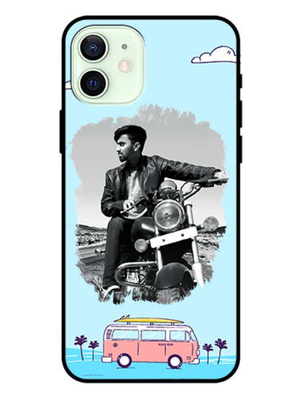 Custom Iphone 12 Photo Printing on Glass Case  - Travel & Adventure Design