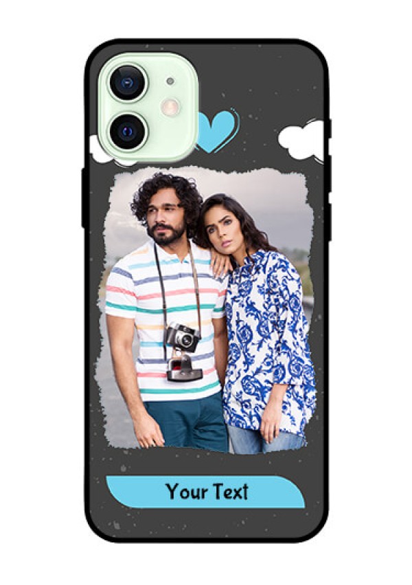 Iphone 12 Custom Glass Phone Case  - Splashes with love doodles Design