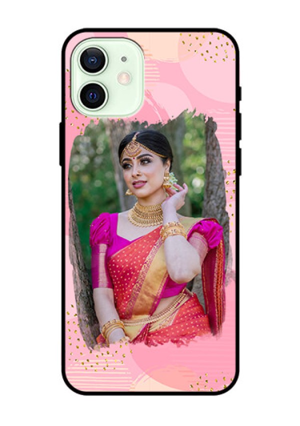 Iphone 12 Personalized Glass Phone Case  - Gold Glitter Splash Design