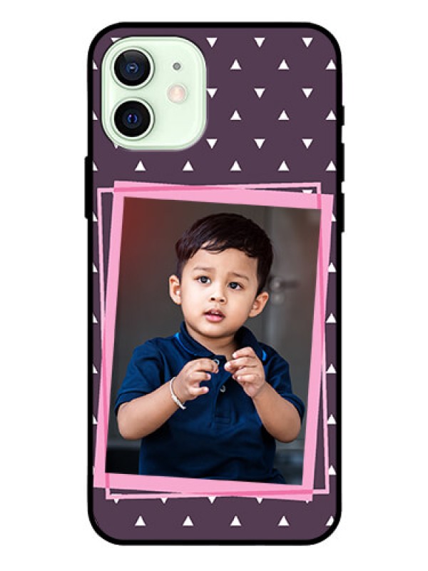 Custom Iphone 12 Custom Glass Mobile Case  - Triangle Pattern Dotted Design