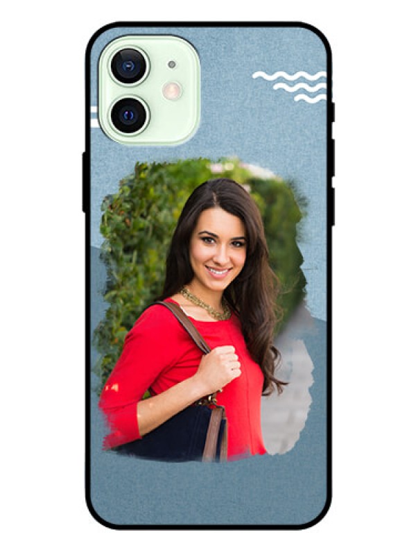 Custom Iphone 12 Custom Glass Mobile Case  - Grunge Line Art Design