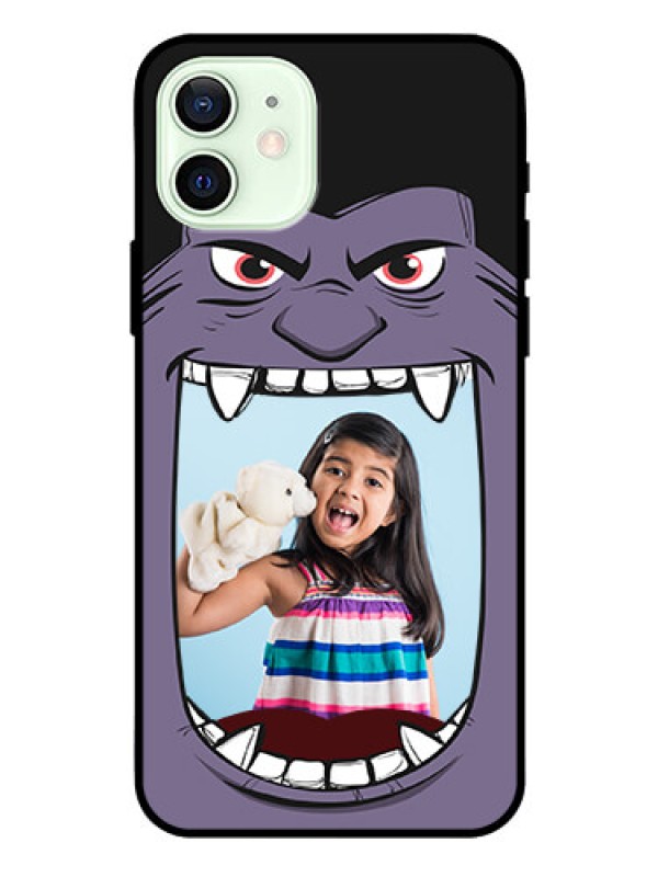 Custom Iphone 12 Custom Glass Phone Case  - Angry Monster Design