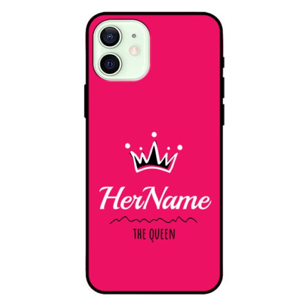 Iphone 12 Glass Phone Case Queen with Name