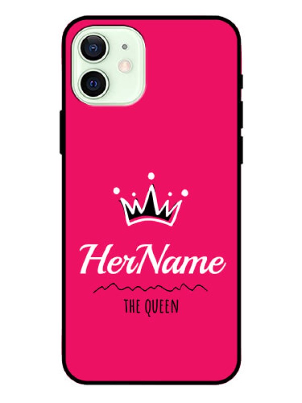 Custom Iphone 12 Glass Phone Case Queen with Name