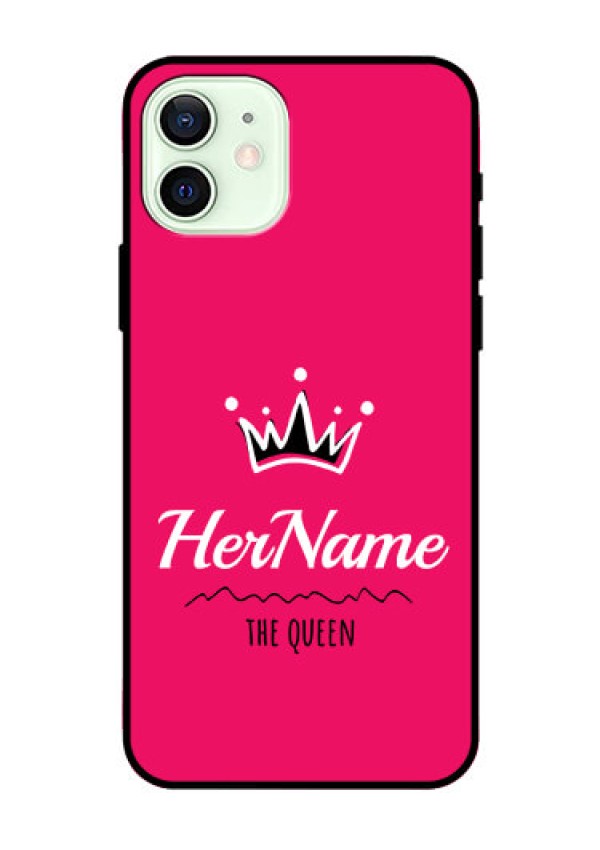 Iphone 12 Glass Phone Case Queen with Name