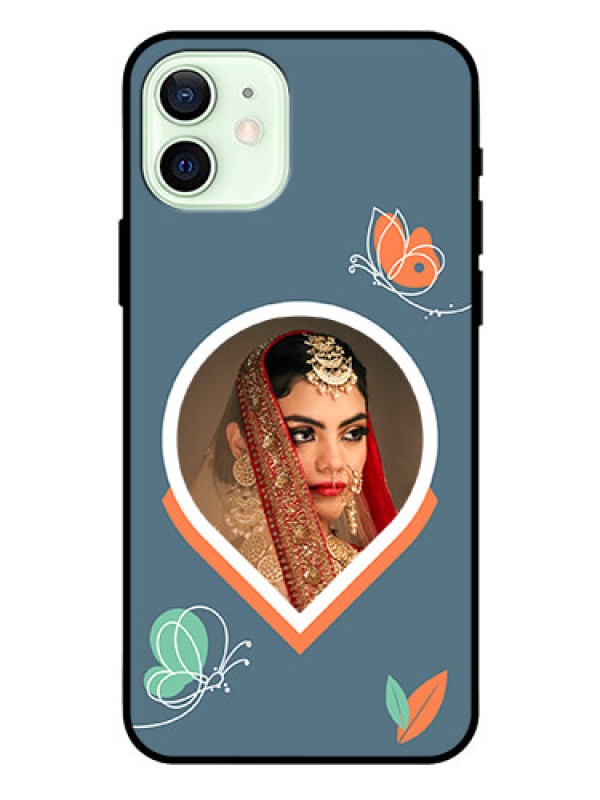 Custom iPhone 12 Custom Glass Mobile Case - Droplet Butterflies Design