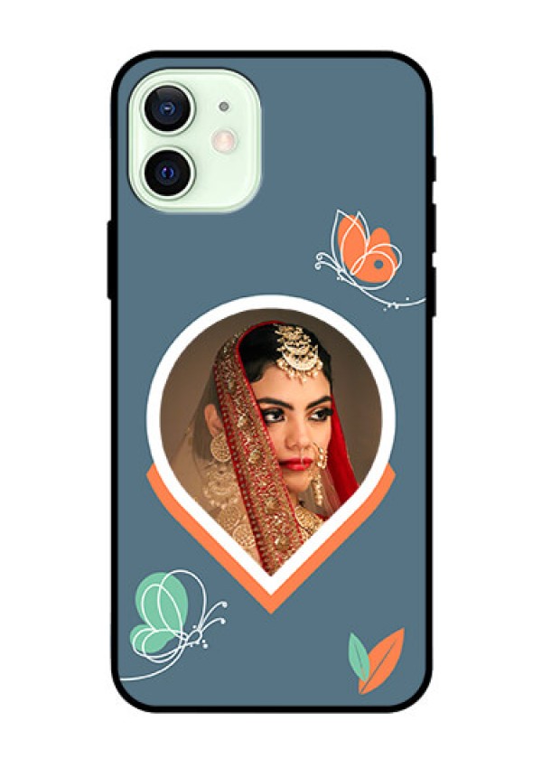iPhone 12 Custom Glass Mobile Case - Droplet Butterflies Design