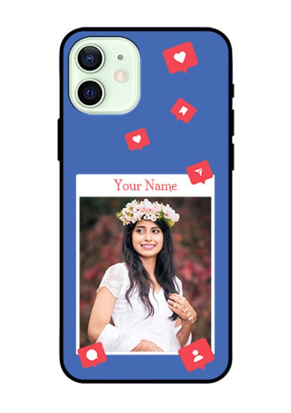 iPhone 12 Custom Glass Phone Case - Like Share And Comment Design