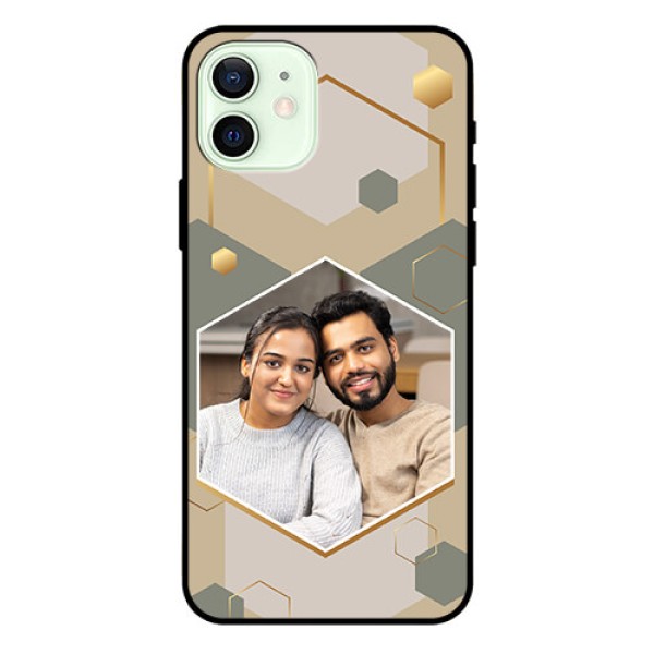 iPhone 12 Photo Printing on Glass Case - Stylish Hexagon Pattern Design iPhone 12 Photo Printing on Glass Case - Stylish Hexagon Pattern Design