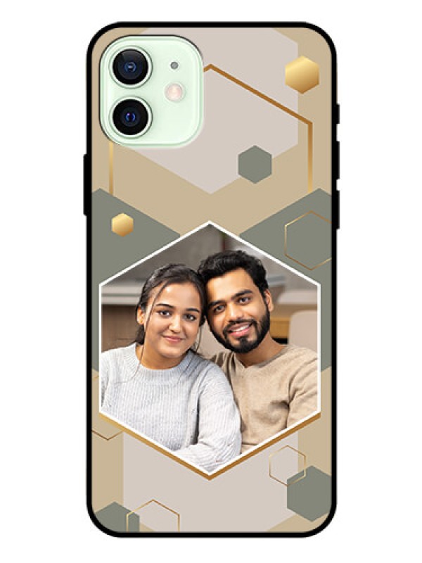 Custom iPhone 12 Photo Printing on Glass Case - Stylish Hexagon Pattern Design
