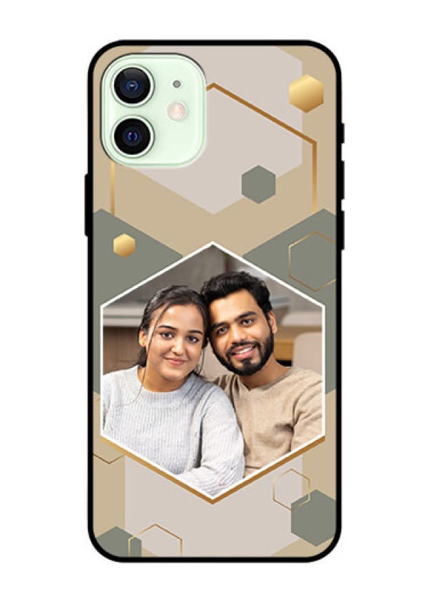 iPhone 12 Photo Printing on Glass Case - Stylish Hexagon Pattern Design