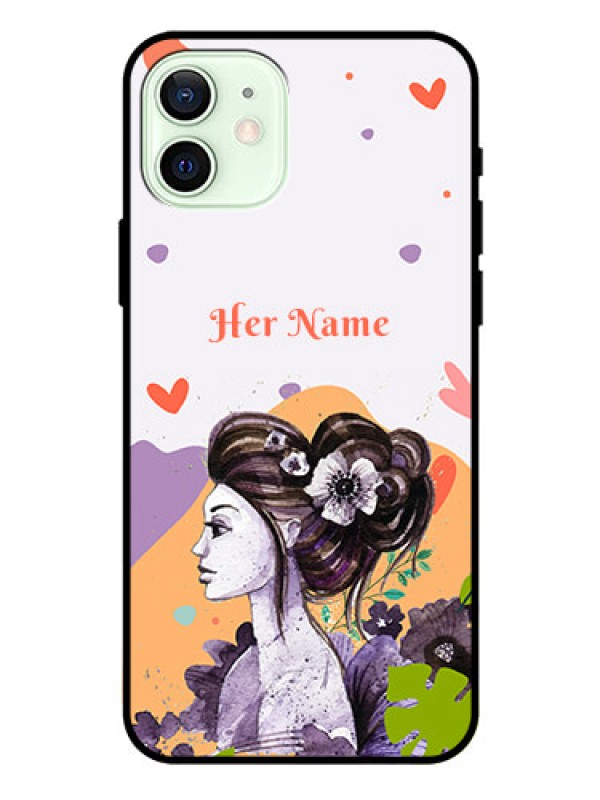 Custom iPhone 12 Personalized Glass Phone Case - Woman And Nature Design