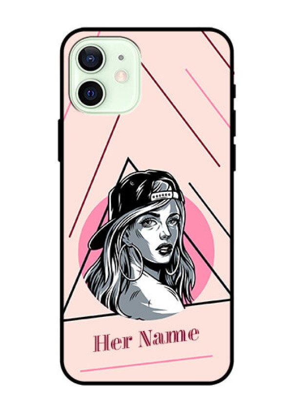iPhone 12 Personalized Glass Phone Case - Rockstar Girl Design