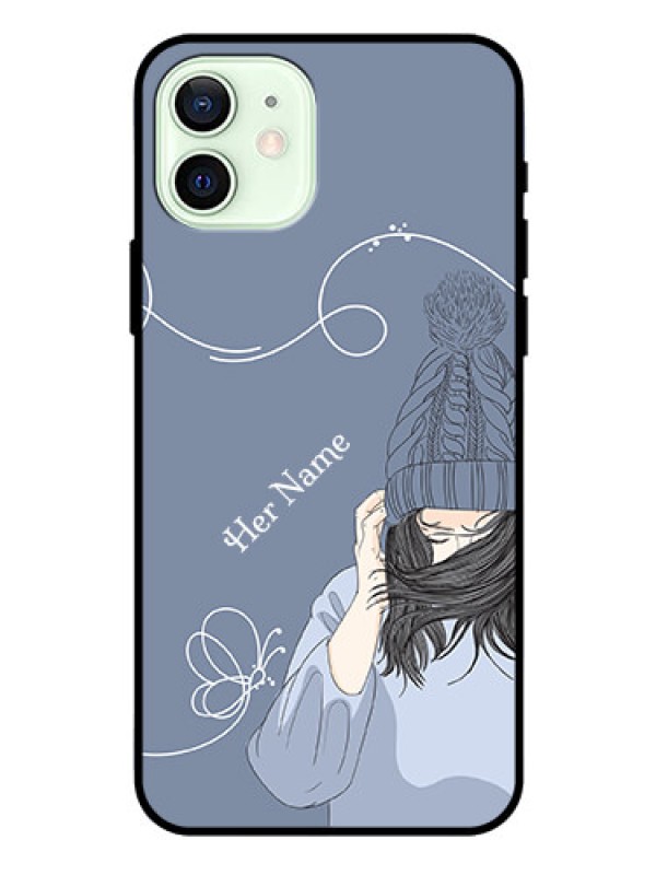 Custom iPhone 12 Custom Glass Mobile Case - Girl in winter outfit Design