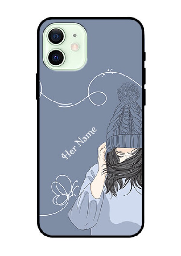 iPhone 12 Custom Glass Mobile Case - Girl in winter outfit Design