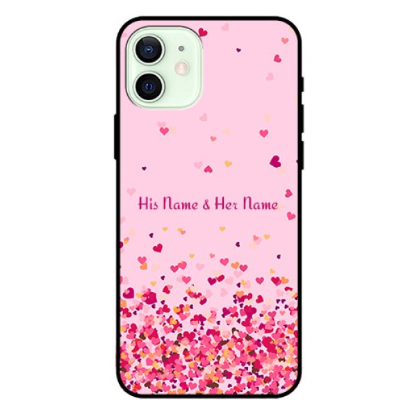 iPhone 12 Photo Printing on Glass Case - Floating Hearts Design iPhone 12 Photo Printing on Glass Case - Floating Hearts Design