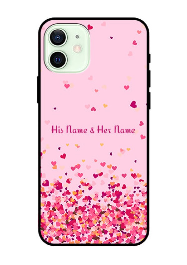 iPhone 12 Photo Printing on Glass Case - Floating Hearts Design