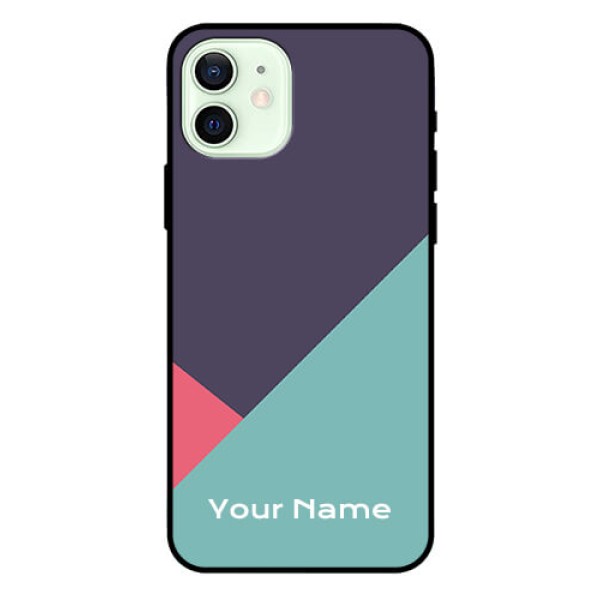 iPhone 12 Custom Glass Mobile Case - Tri Color abstract Design