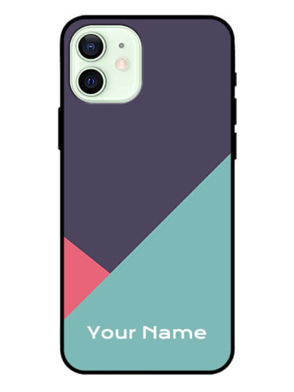 Custom iPhone 12 Custom Glass Mobile Case - Tri Color abstract Design