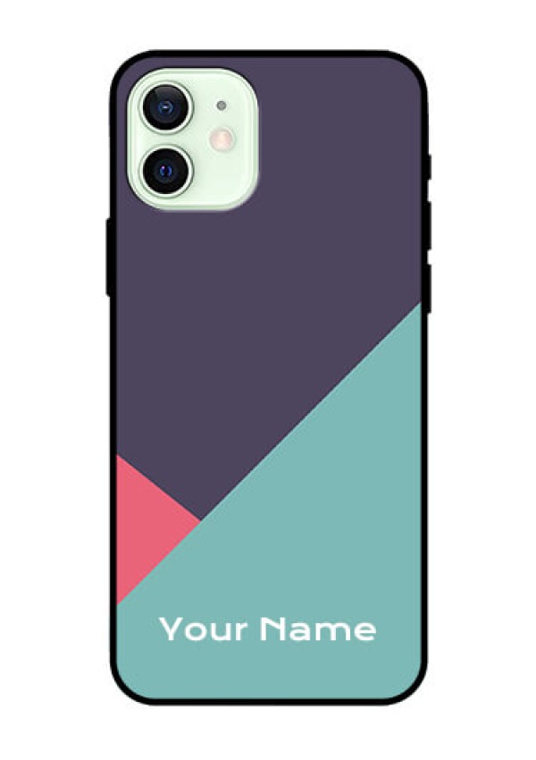 iPhone 12 Custom Glass Mobile Case - Tri Color abstract Design