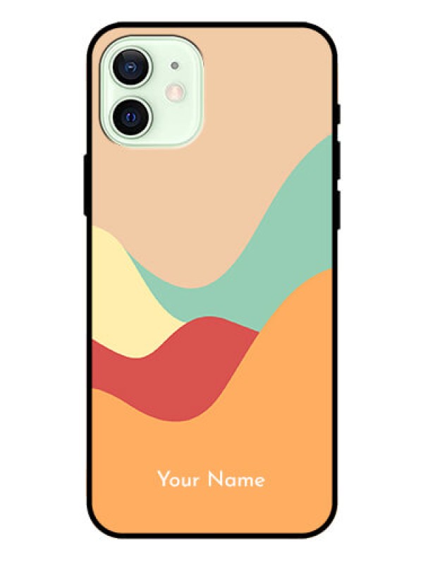 Custom iPhone 12 Personalized Glass Phone Case - Ocean Waves Multi-colour Design