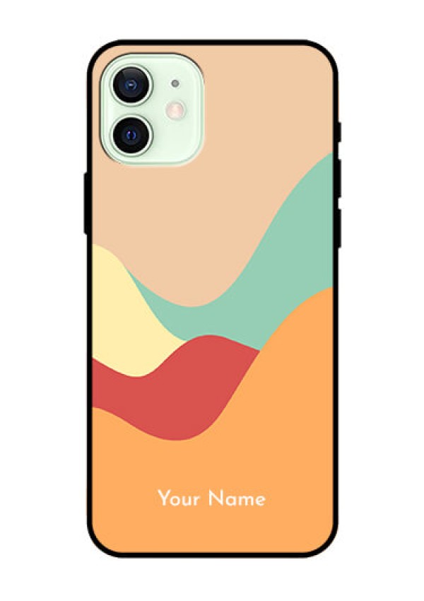 iPhone 12 Personalized Glass Phone Case - Ocean Waves Multi-colour Design