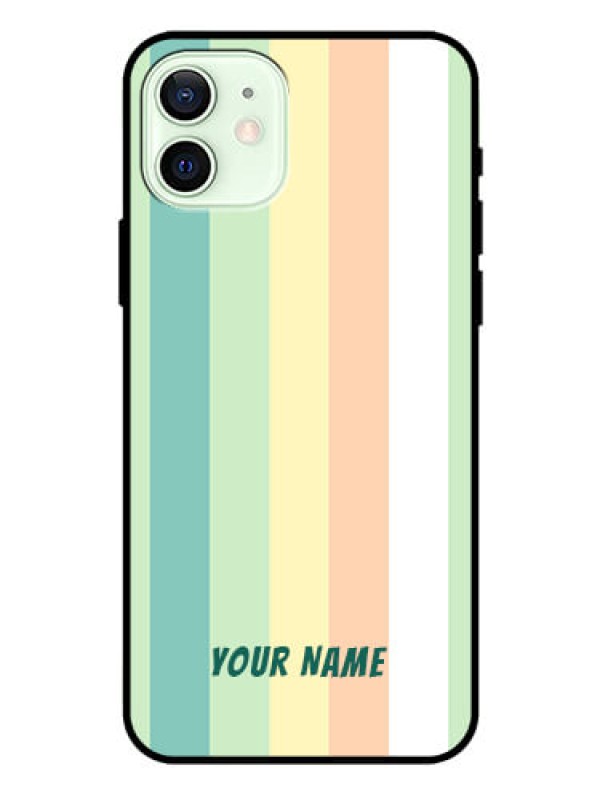 Custom iPhone 12 Photo Printing on Glass Case - Multi-colour Stripes Design