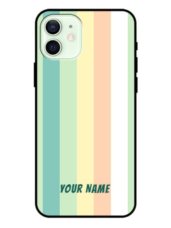 Custom iPhone 12 Photo Printing on Glass Case - Multi-colour Stripes Design