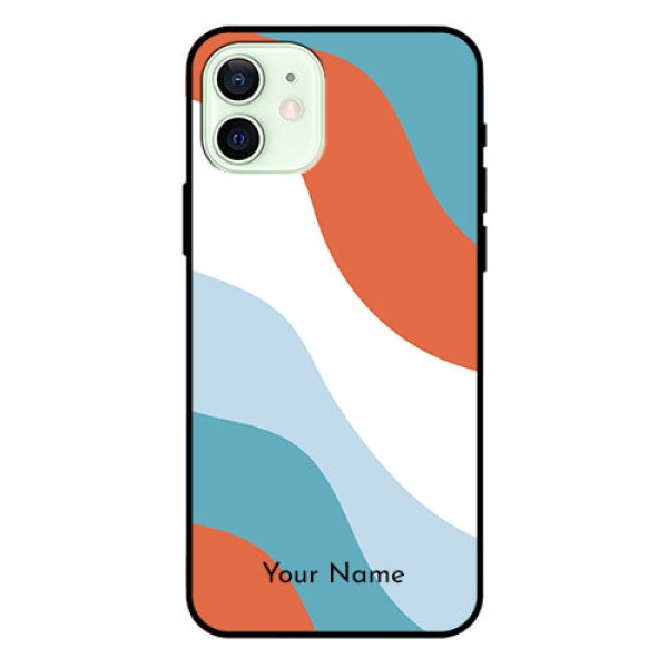 iPhone 12 Custom Glass Mobile Case - coloured Waves Design