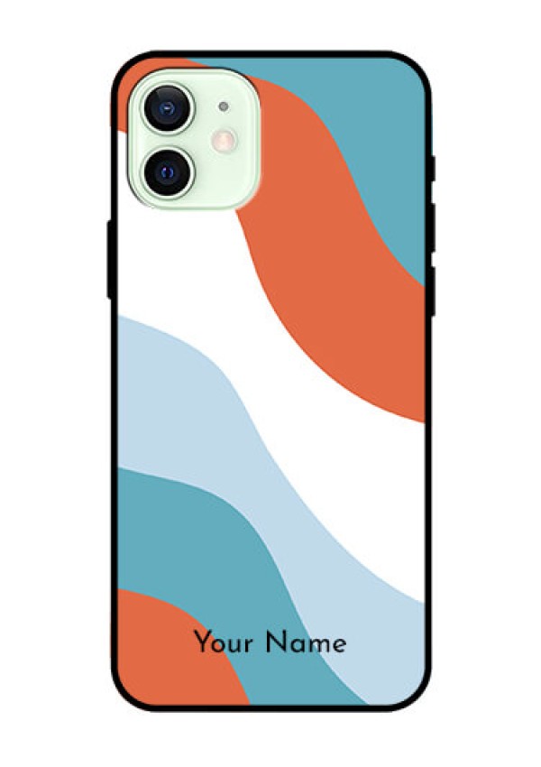 iPhone 12 Custom Glass Mobile Case - coloured Waves Design