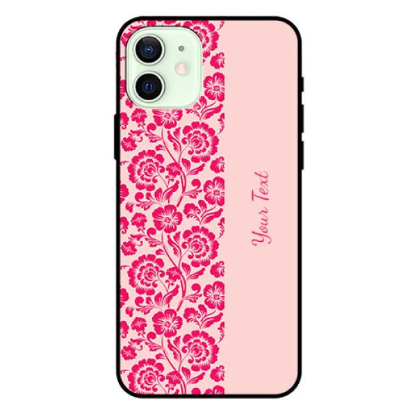 iPhone 12 Custom Glass Phone Case - Attractive Floral Pattern Design