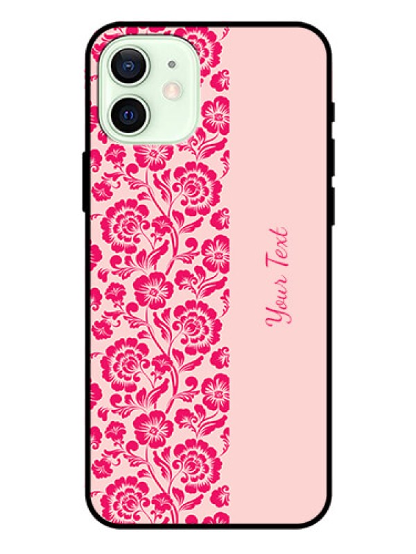 Custom iPhone 12 Custom Glass Phone Case - Attractive Floral Pattern Design