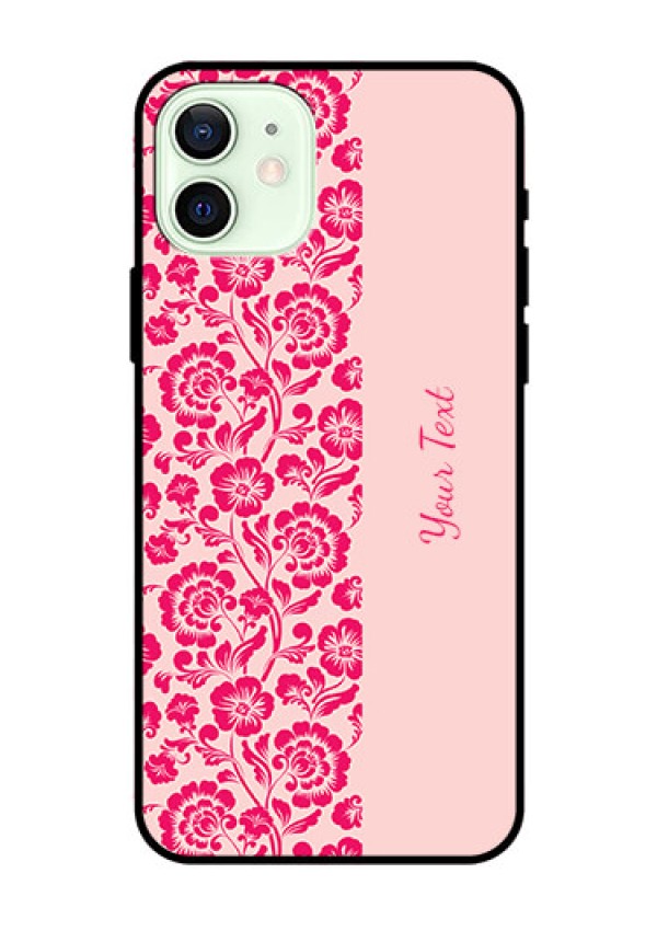 iPhone 12 Custom Glass Phone Case - Attractive Floral Pattern Design