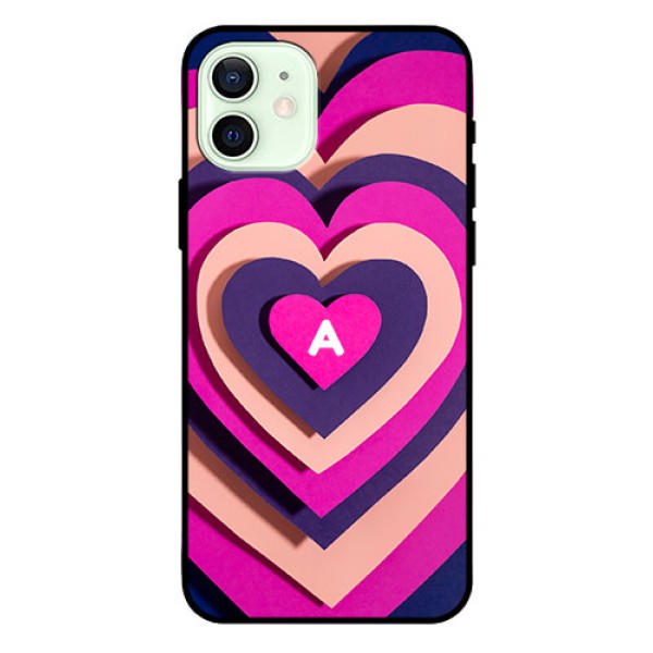 iPhone 12 Custom Glass Mobile Case - Cute Heart Pattern Design
