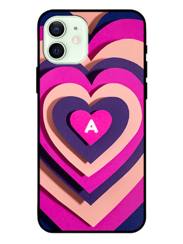 Custom iPhone 12 Custom Glass Mobile Case - Cute Heart Pattern Design