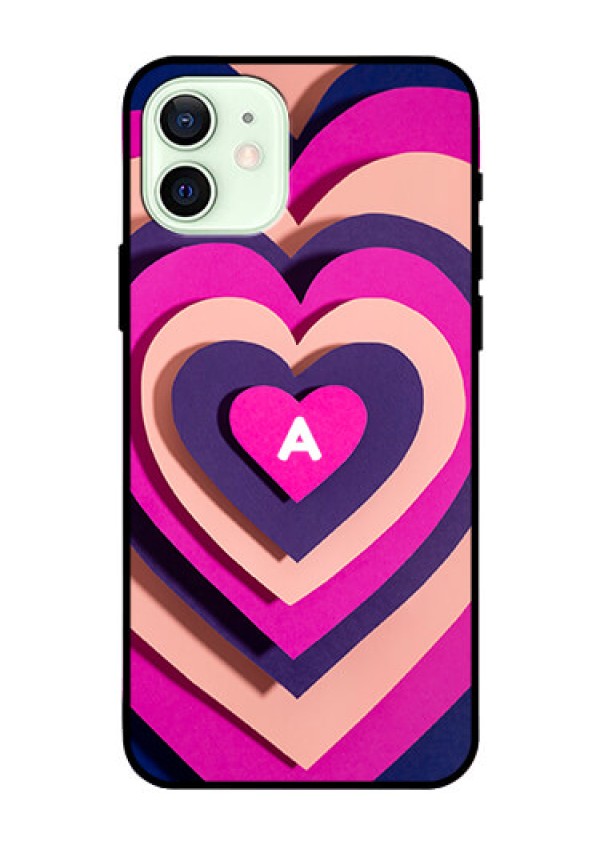 iPhone 12 Custom Glass Mobile Case - Cute Heart Pattern Design