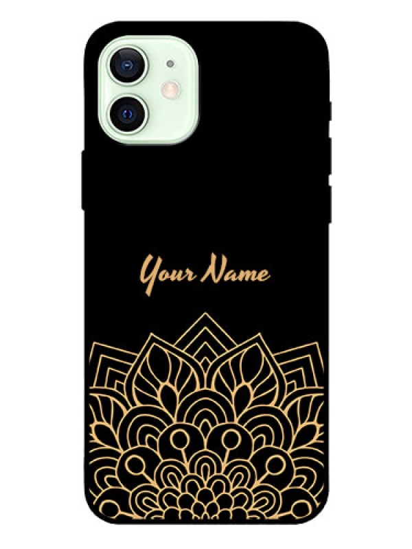 Custom iPhone 12 Custom Glass Phone Case - Golden mandala Design