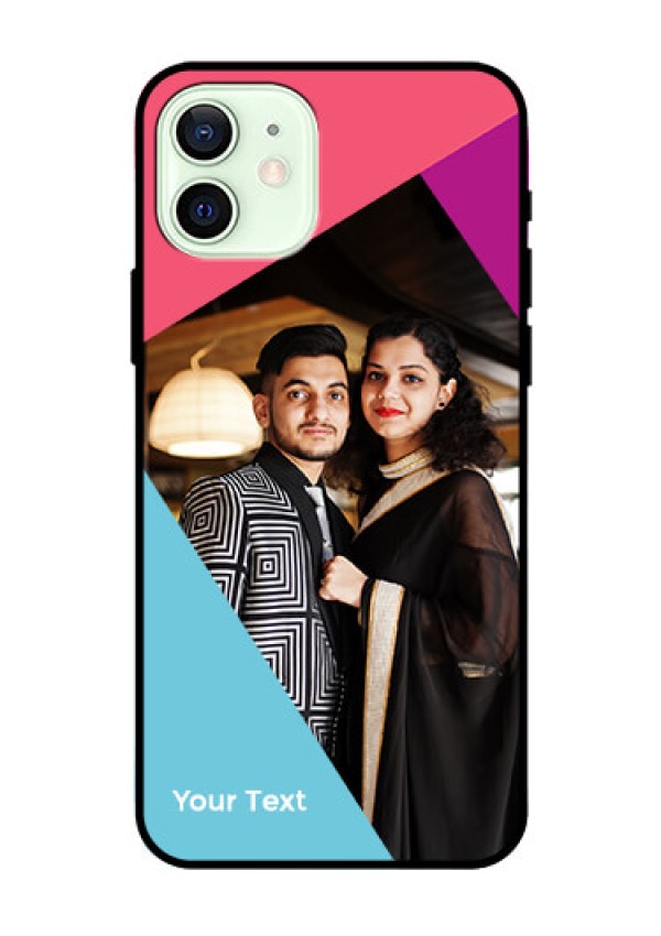 iPhone 12 Custom Glass Mobile Case - Stacked Triple colour Design