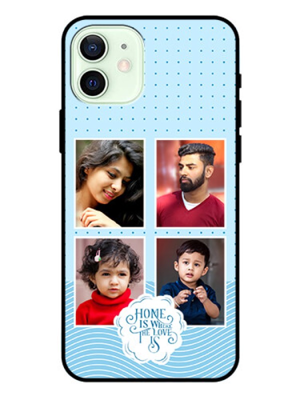 Custom iPhone 12 Custom Glass Phone Case - Cute love quote with 4 pic upload Design