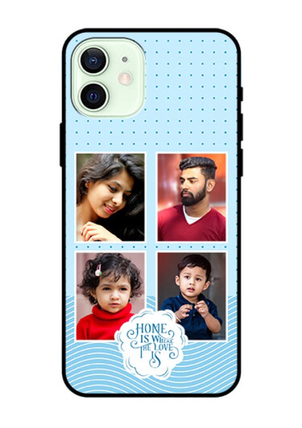 iPhone 12 Custom Glass Phone Case - Cute love quote with 4 pic upload Design