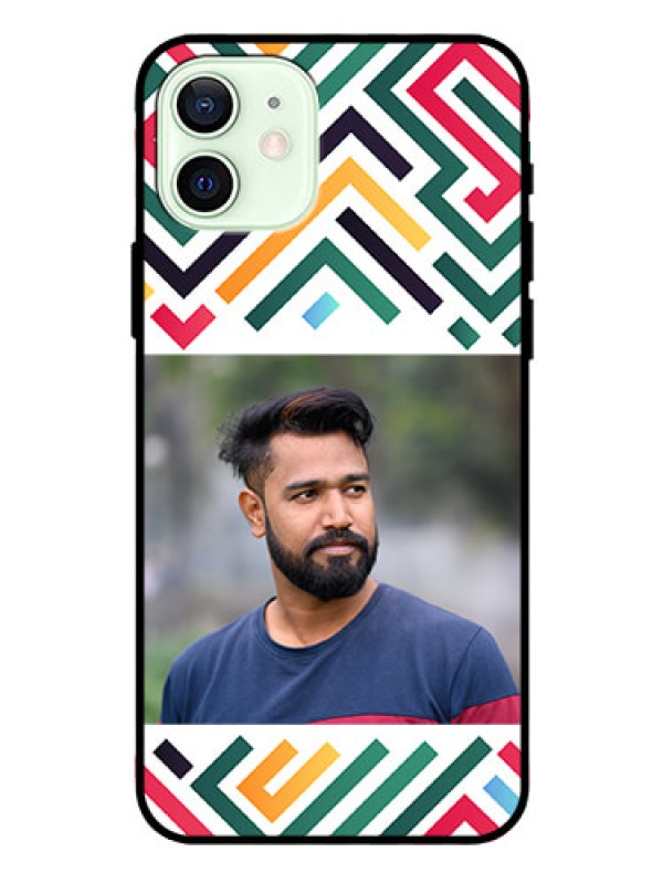 Custom iPhone 12 Personalized Glass Phone Case - Colorful Maze Pattern Design