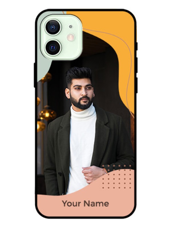 Custom iPhone 12 Personalized Glass Phone Case - Tri-coloured overlay design