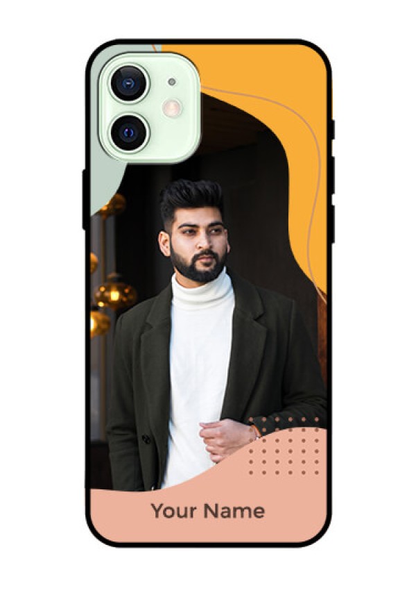 iPhone 12 Personalized Glass Phone Case - Tri-coloured overlay design