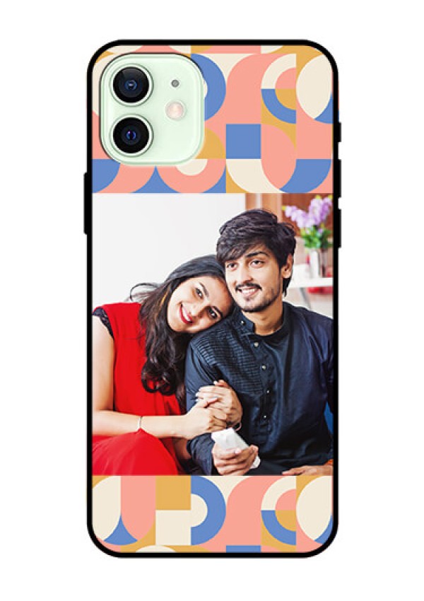iPhone 12 Photo Printing on Glass Case - Semi-circle Maze Pattern Design