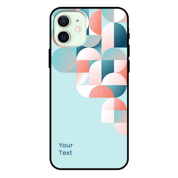 iPhone 12 Custom Glass Phone Case - Stylish Semi-circle Pattern Design iPhone 12 Custom Glass Phone Case - Stylish Semi-circle Pattern Design